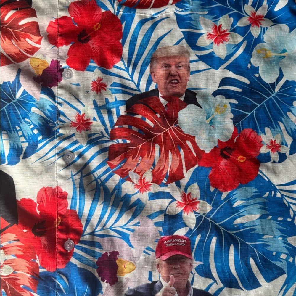 Donald Trump Hawaiian Short Sleeve Floral Print Men's Shirt XL